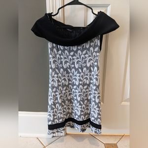 Off shoulder black and white dress